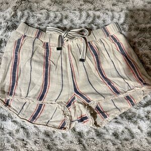 Aerie High Waist Striped Shorts - Red, Blue, Cream
